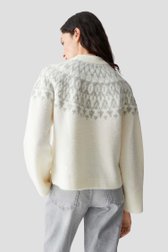 Le dos de Pull tricoté blanc à motif gris de Opus pour Femmes
