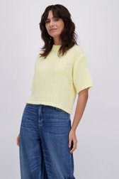 Le devant de Pull tricoté jaune clair à manches courtes  de JDY pour Femmes