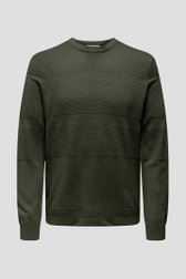 Photo produit 1 de Pull tricoté vert foncé à texture de Only & Sons pour Hommes