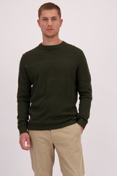 Le devant de Pull tricoté vert foncé à texture de Only & Sons pour Hommes