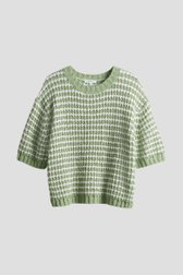 Pull vert avec blanc à manches mi-longues de Opus pour Femmes