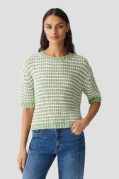 Pull vert avec blanc à manches mi-longues de Opus pour Femmes