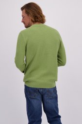 Le dos de Pull vert avec rayures tricotées de Ravøtt pour Hommes