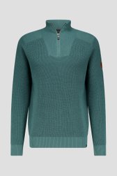 Pull vert-bleu avec fermeture éclair courte de Ravøtt pour Hommes