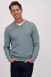 Le devant de Pull vert d’eau avec col en V de Dansaert Blue pour Hommes