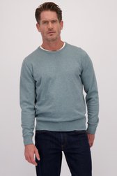 Le devant de Pull vert d’eau en coton à col rond de Dansaert Blue pour Hommes