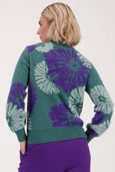 Pull vert doux avec imprimé violet de Libelle pour Femmes