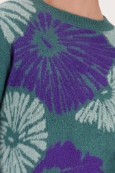 Pull vert doux avec imprimé violet de Libelle pour Femmes