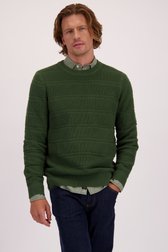 Le devant de Pull vert foncé à rayures tricotées de Ravøtt pour Hommes