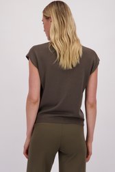 Le dos de Pull vert foncé en laine à manches courtes de Liberty Island pour Femmes