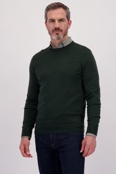Le devant de Pull vert foncé en maille fine à col rond de Dansaert Black pour Hommes