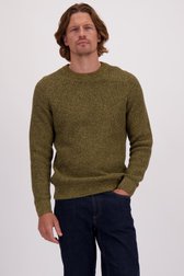 Le devant de Pull vert-jaune mélangé avec col rond  de Ravøtt pour Hommes