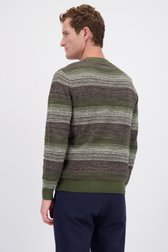 Le dos de Pull vert olive à rayures de Ravøtt pour Hommes