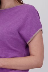 Pull violet à manches courtes coupées de Libelle pour Femmes