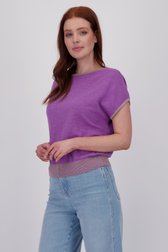 Pull violet à manches courtes coupées de Libelle pour Femmes
