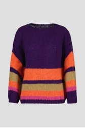 Pull violet à motifs rayés  de Geisha pour Femmes
