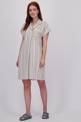 Robe à carreaux beige avec col en V de Libelle pour Femmes