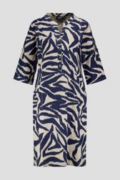 Robe beige clair en lin à imprimé bleu foncé de Signature pour Femmes