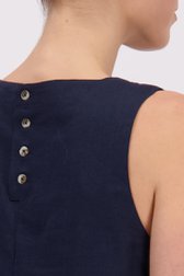 Détail de Robe bleu marine en lin de Liberty Island pour Femmes