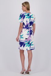 Robe écrue à imprimé feuillage bleu-violet  de Claude Arielle pour Femmes