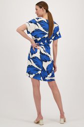 Robe écrue à imprimé feuilles bleues   de D'Auvry pour Femmes