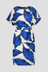 Robe écrue à imprimé feuilles bleues   de D'Auvry pour Femmes