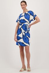 Robe écrue à imprimé feuilles bleues   de D'Auvry pour Femmes