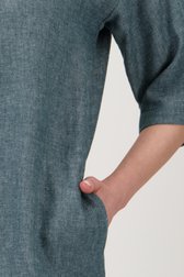 Robe en lin gris-bleu avec col en V de Libelle pour Femmes