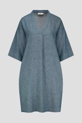 Robe en lin gris-bleu avec col en V de Libelle pour Femmes