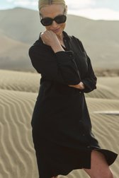 Robe en lin noir de Liberty Island pour Femmes