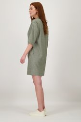 Robe en lin vert-gris avec col en V de Libelle pour Femmes
