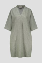 Robe en lin vert-gris avec col en V de Libelle pour Femmes