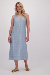 Le devant de Robe longue bleu clair à motif à carreaux de Libelle pour Femmes