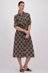 Robe midi beige avec imprimé floral noir de More & More pour Femmes
