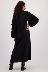 Le dos de Robe noire à volants de Louise pour Femmes