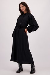 Le devant de Robe noire à volants de Louise pour Femmes