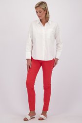 Voorkant van Rode stretchbroek met elastische tailleband door Claude Arielle voor Dames