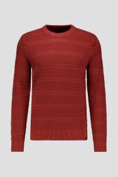 Productfoto 1 van Roestbruine trui met ingebreide strepen door Ravøtt voor Heren