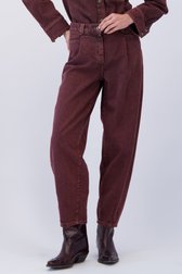 Detail van Roestrode jeans- Barrel fit - 7/8 lengte  door Liberty Island Denim voor Dames