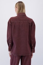 Achterkant van Roestrode jeansblouse met sjaaltje door Liberty Island Denim voor Dames