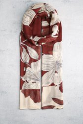 Voorkant van Rood-beige sjaaltje met bloemenprint  door D'Auvry voor Dames