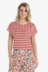 Rood-roze gestreept T-shirt van Liberty Island homewear voor Dames