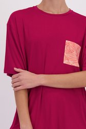 Detail van Rood-roze pyjamaset met balderprint door Liberty Island voor Dames