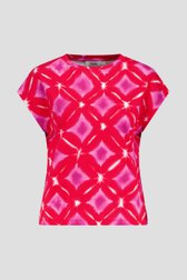 Rood T-shirt met paars-witte aquarelprint van Libelle voor Dames
