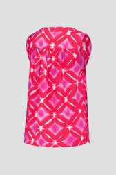 Rood topje met paars-witte aquarelprint van Libelle voor Dames