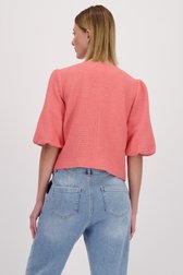 Achterkant van Roze bouclé vest met korte mouwen door More & More voor Dames