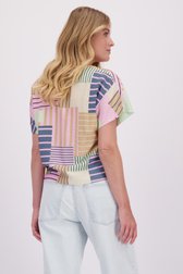 Achterkant van Roze-groene blouse met korte mouwen door Libelle voor Dames