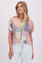 Voorkant van Roze-groene blouse met korte mouwen door Libelle voor Dames