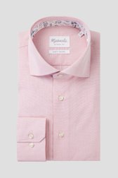 Roze hemd met fijn geruit patroon - Slim fit van Michaelis voor Heren