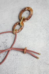 Achterkant van Roze ketting met bruine ovale hangers door Liberty Island voor Dames